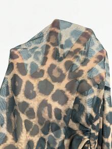 Coolane Women's Summer Vinatge Streetwear  Music Festival Concert Outfit Casual Leopard Graphics Stretchy Off Shoulder Asymmetrical Neck Tops - Brown - View 7