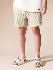 SUMWON Boys Summer Sorrento Lemon Print Short Sleeve Tee And Striped Shorts Two Piece Co Ord Set Casual - White - View 4