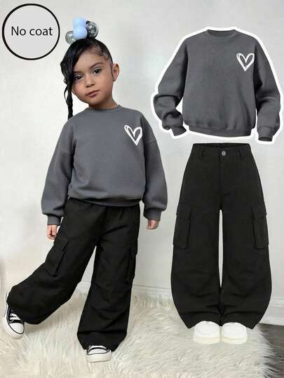 Young Girl' Camouflage & Branch Print Loose Fit Denim Pants