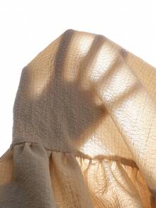 SHEIN Girls Sleeveless Frill Back & Pants Summer Outfit - Beige - View 6