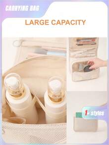 SHEIN 1PC Multi-Functional Hanging Makeup Bag, Storage Bag, Large Capacity, Convenient To Carry Christmas For Holiday Gift Giving,Boho Vibes - Beige - View 8