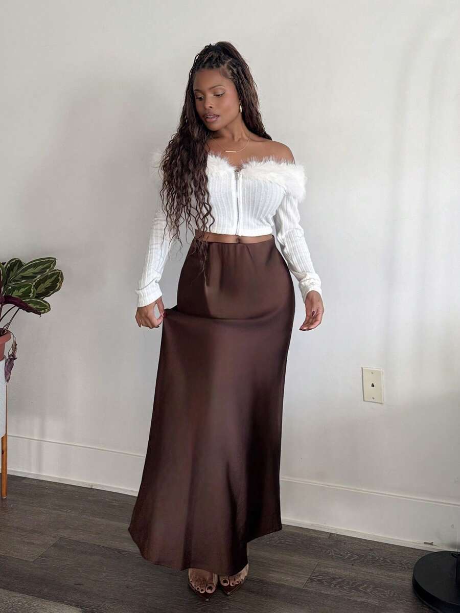 Tyla Gomez Váy Maxi chất liệu satin co giãn Se-Hore Fashion dành cho nữ, phù hợp với mọi mùa