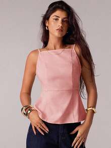 Avantive 春夏女装浪漫/舞会/正式/生日/90年代复古上衣/商务休闲/优雅/西式/外出/时尚/休闲/千禧年/夜店/办公室/鸡尾酒会/复古/紧身/锐舞节/趣味/优雅/老钱/街头风/度假/乡村音乐会/工作/端庄/春假/单身派对/演唱会/酷炫/基础款/毕业/A字裙/短款/无袖/抹胸/黄色上衣 - 粉色 - 查看 6