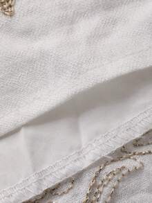 DAZY Women's V-Neck 3/4 Sleeve Waist Cinched Vacation Style Embroidered Maxi Bohemian Dress - Gold - View 8