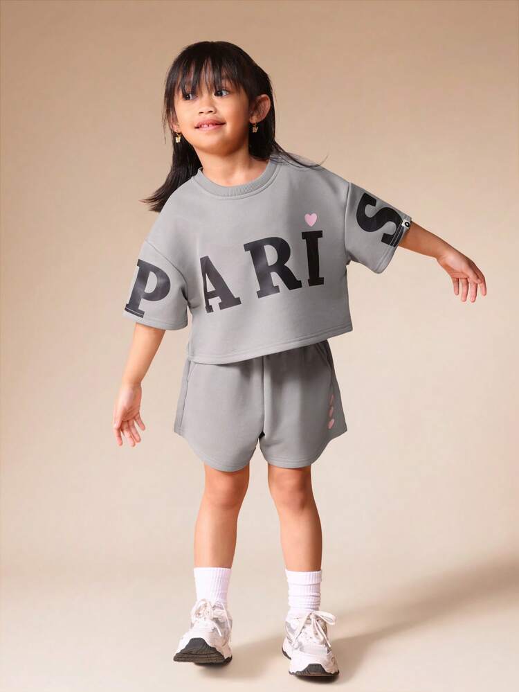 Paris Love Sweatshirt And Shorts Set