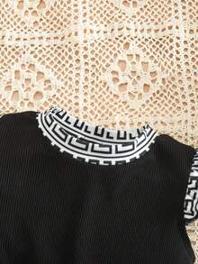 SHEIN 少女经典碎花泡泡袖连衣裙，优雅时尚，适合春夏休闲户外穿着。 - 黑色 - 查看 6