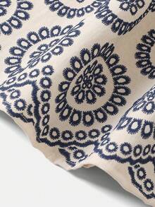 SHEIN 少女花卉刺绣方领短袖度假连衣裙 - 白色 - 查看 7