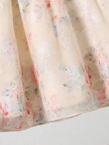 SHEIN Vintaside Kids 女婴无袖碎花连衣裙，甜美风格，精致花朵图案，适合节日、家庭聚会等场合，打造优雅小公主造型 - 黃色 - 查看 6