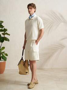 Airaco Camiseta de punto calado de color liso casual y sencilla para uso diario y trayectos, para verano - Albaricoque - Ver 5