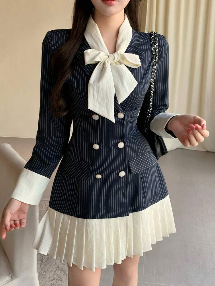 Spring & Summer Fashion Patchwork Contrast Color Mini Dress, Suitable For Dates, Weddings, Parties, Formal Events Sundress