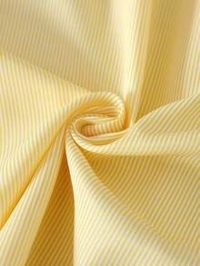 Elladie kids 女童蓝白条纹方领荷叶袖碎花宽松A字连衣裙，适合休闲、海滩、度假等场合，夏季穿着。 - 黃色 - 查看 5