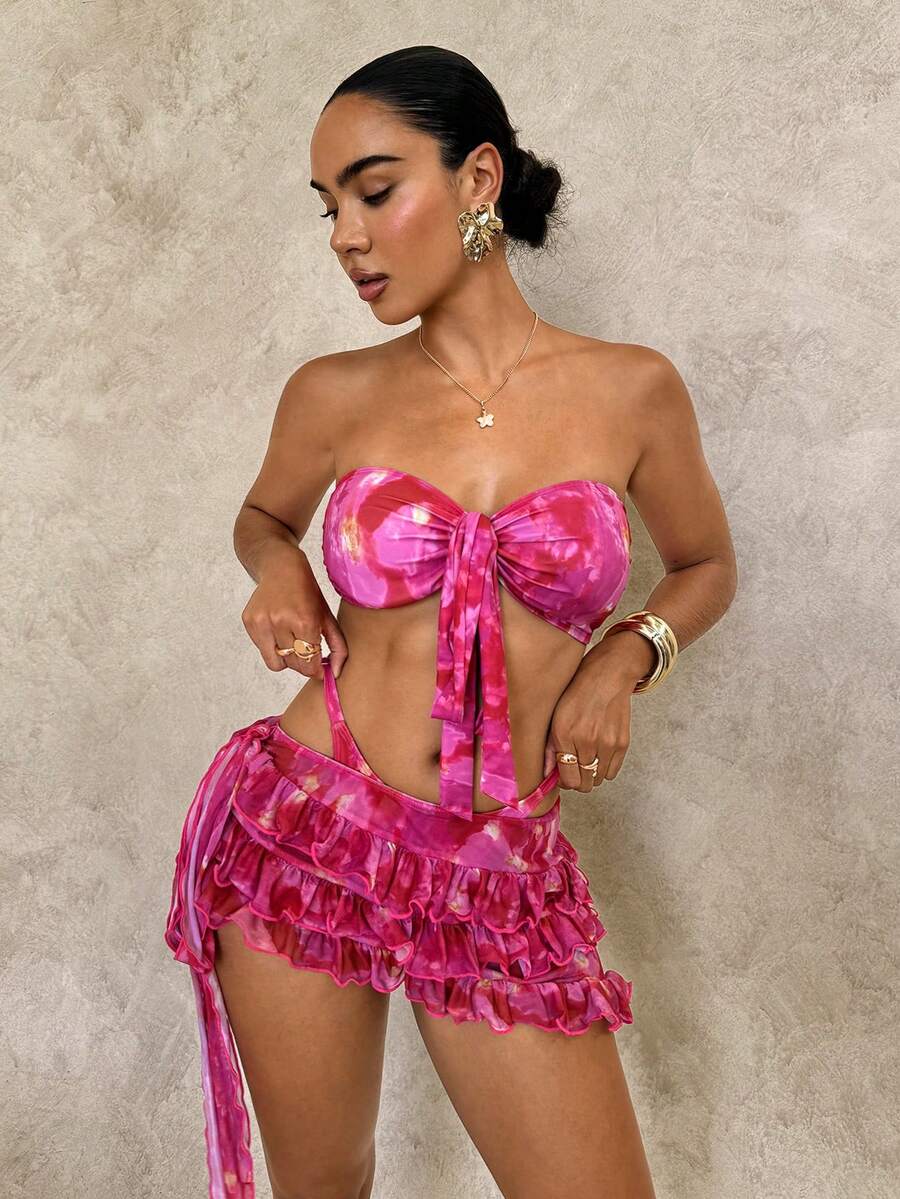 Bellisia Basics 女士性感扎染印花抹胸比基尼套装 - 彩色 - 查看 1