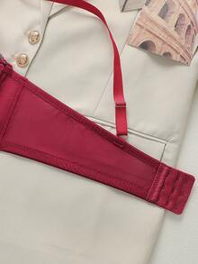 DesireSculpt 1pc Plus Size Mesh Embroidered Underwire Bra - Burgundy - View 4