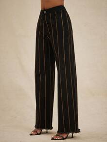 NYA SZN Quần jean cạp cao ống đứng dáng rộng phong cách đường phố đính sequin và đá quý màu đen cam, thích hợp cho các dịp lễ hội, thường ngày, mùa đông, Giáng sinh, đêm giao thừa, tiệc tùng, trang phục sang trọng và thanh lịch dành cho nữ. - màu đen - Xem 5