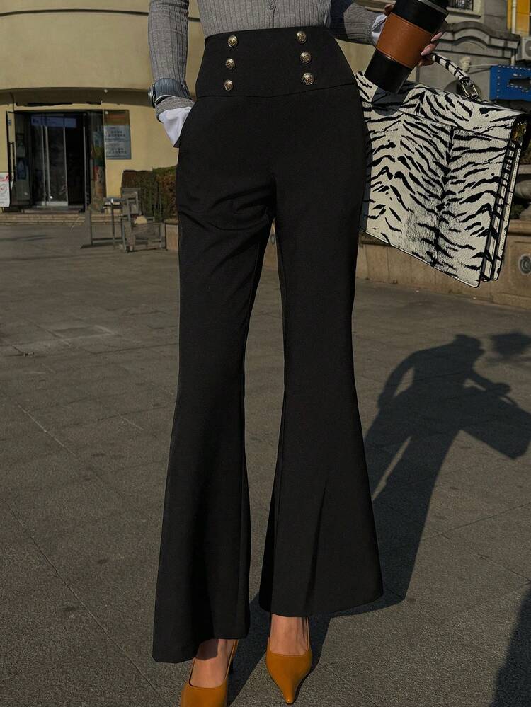 Women's Solid Color Slim Fit Flare Pants Y2k