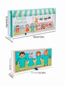 早教木制拼图配对换装游戏，多功能晾衣玩具，早教用品 - 彩色 - 查看 2