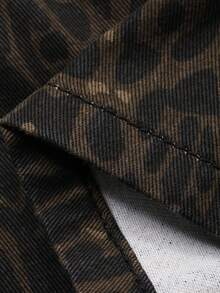 Dazy Kids 少女豹纹斜插口袋休闲牛仔短裤 - 棕色 - 查看 7