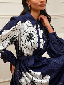Lilora Đầm sơ mi in hoa thanh lịch dành cho nữ - Nhiều màu - Xem 7