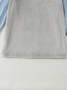 2 pièces/Set Sweat-shirt et pantalon de détente en polaire douce pour garçons adolescents, style décontracté avec manches raglan et blocs de couleurs, automne/hiver - Multicolore - Voir 5