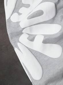 PAVTROS 男士字母印花抽绳腰宽松休闲运动裤 - 灰色 - 查看 4