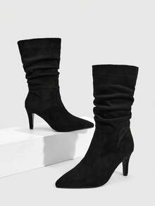 Daringsoles 女士尖头日常百搭时尚中筒靴 - 黑色 - 查看 2