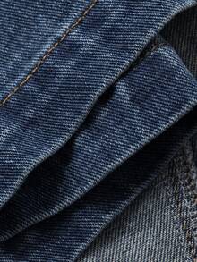 DAZY Women's Long Sleeve Fashionable Front Button Down Long Denim Dress, Casual Everyday Wear - Dark Wash - View 7