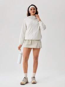 OutZeal 女士户外白色外套纯色徒步露营防水后背网眼拼接连帽户外上衣春季款 - 白色 - 查看 6