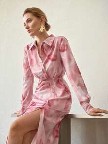 MOTF PREMIUM ELEGANT FLORAL PRINT DRESS, SPRING/SUMMER - Pink - View 6