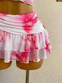 Soleia 女士印花露背吊带镂空两件套，夏季时尚 - 彩色 - 查看 3