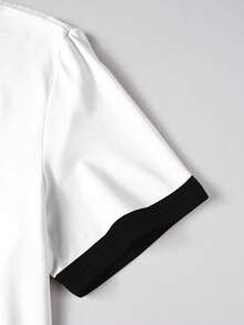 Manfinity EMRG Men's Street Style "GAME OVER" Black & White Contrast T-Shirt And Shorts Set - Multicolor - View 4