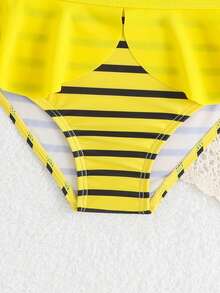 Bộ đồ bơi tankini in hình nơ và ong dễ thương cho bé gái - Màu vàng - Xem 3