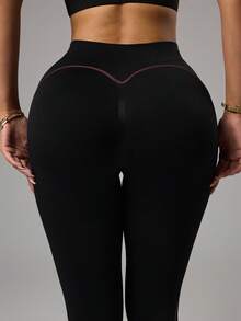Slayform Leggings de sport sans couture, pantalon long style fermeture éclair, levage et mise en forme, collants de base de sport - Noir - Voir 5