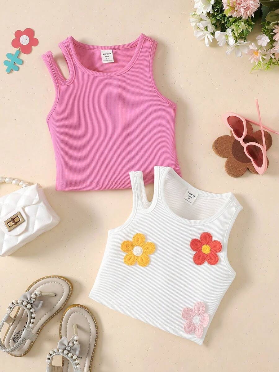 2pcs/Set Young Girl Casual Cute Graphic Print Tank Top, Buy 1 Get 1 Free - Multicolor - View 1