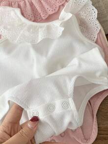 3pcs/Set Newborn Baby Girl Cute Knitted Ruffle Romper Set, Summer - Multicolor - View 6