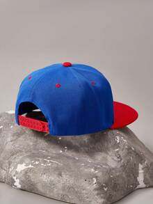 DC Women Core X SHEIN 1顶双色棒球帽，适合棒球、篮球等运动，秋季百搭，运动风格，90年代复古风，亮色系，平沿帽，可调节休闲老爹帽，男女通用运动遮阳帽，旅行、聚会、海滩等场合的防晒休闲帽 - 藍色 - 查看 4