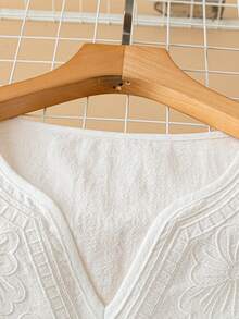 GlowEve Women's V-Neck Embroidered Sleeveless White Blouse - White - View 5