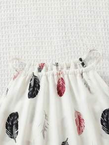 SHEIN SLAYR KIDS 女童碎花露背无袖休闲连体衣，度假风，时尚法式优雅，返校季 - 白色 - 查看 10