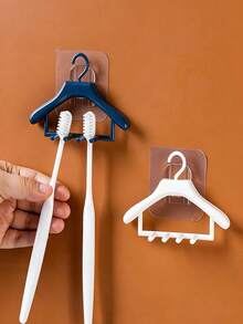 Joivida Creative Mini Hanger-Shaped Toothbrush Holder Wall-Mounted Drill-Free Toothbrush Storage Rack For Couples Bathroom Vanity Toothpaste And Toothbrush Organizer Space-Saving Home Storage Tool - Multicolor - View 6