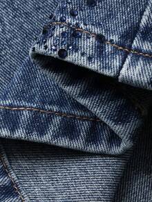 DAZY 女士常规腰围水钻装饰喇叭牛仔裤，性感休闲裤 - 中等水洗藍 - 查看 8