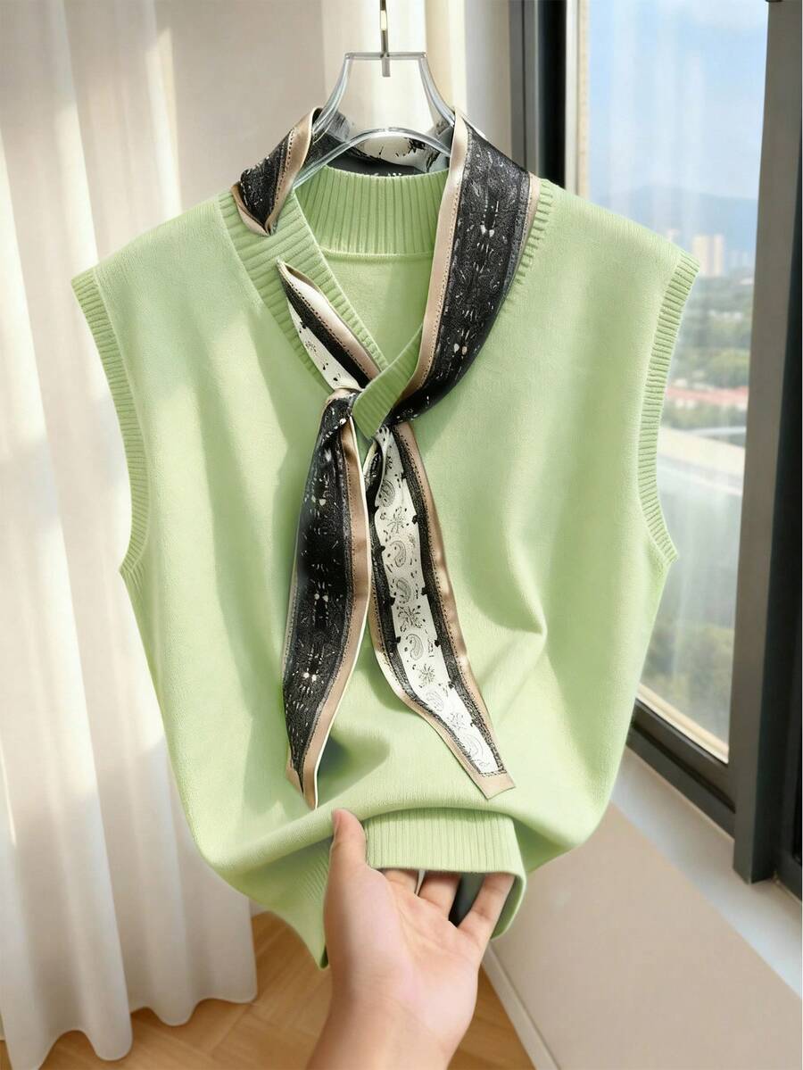 GlowEve 优雅设计女士围巾领带针织背心 - 綠色 - 查看 1