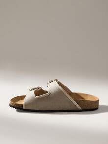 Solecia 女士搭扣设计休闲时尚平底凉鞋 - 灰色 - 查看 4