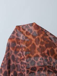 少女比基尼套装，三件套，豹纹针织泳衣搭配罩裙，时尚优雅休闲，适合游泳、度假、夏季穿着。少女夏季服装，少女泳装套装，儿童两件式泳衣，儿童泳装套装，儿童游泳服，儿童沙滩装，夏季假期 - 彩色 - 查看 7