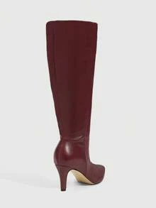 Daringsoles Women's Pointed Toe Slip-On Sexy Burgundy Stiletto High Heel Boots, Autumn/Winter Tall Boots, Fashionable Nightclub Glamorous - Burgundy - View 3