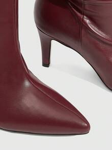 Daringsoles Women's Pointed Toe Slip-On Sexy Burgundy Stiletto High Heel Boots, Autumn/Winter Tall Boots, Fashionable Nightclub Glamorous - Burgundy - View 5