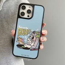 TOM & JERRY X SHEIN This Cartoon Cat And Mouse Pattern Two-In-One Phone Case Is Made Of TPU+PC Material, Featuring Shockproof Matte Texture And Leather Texture, Which Can Prevent Hand Sweating. The Exquisite Heart-Shaped Pattern Effectively Protects Your Apple 14/15 And 16/17 Pro Max Phones. - Multicolor - View 2