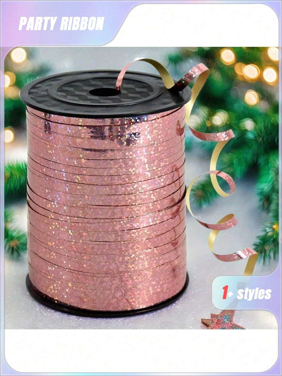 SHEIN 1 Roll, 250 Rose Gold Curling Ribbon For Gift Wrapping, Balloon String, Wedding, Birthday, - Metallic Shiny " Ribbon For Bouquets And Flower Wrapping Paper Valentine DAY, Valentines Wedding, Birthday - Rose Red - View 1