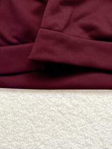 Franclia Women's Casual Loose Fit Drop Shoulder Striped Patchwork Sweatshirt, Versatile - Burgundy - View 5