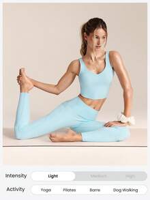 GLOWMODE Conjunto de top corto y mallas de tiro alto FeatherFit™ - Celeste - Ver 8