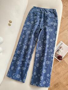 SHEIN Women's Summer Slant Pocket High Waist Boyfriend Jeans