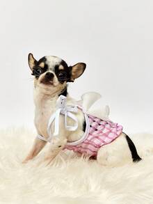 PETSIN 粉色休闲宠物连衣裙，适合春夏季 - 粉色 - 查看 4